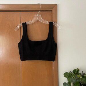 black ribbed square neck bra top